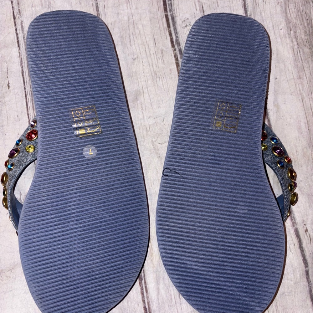 Jeffrey Campbell Iconics Embellished Platform Thong Sandals 7 blue - Picture 4 of 4